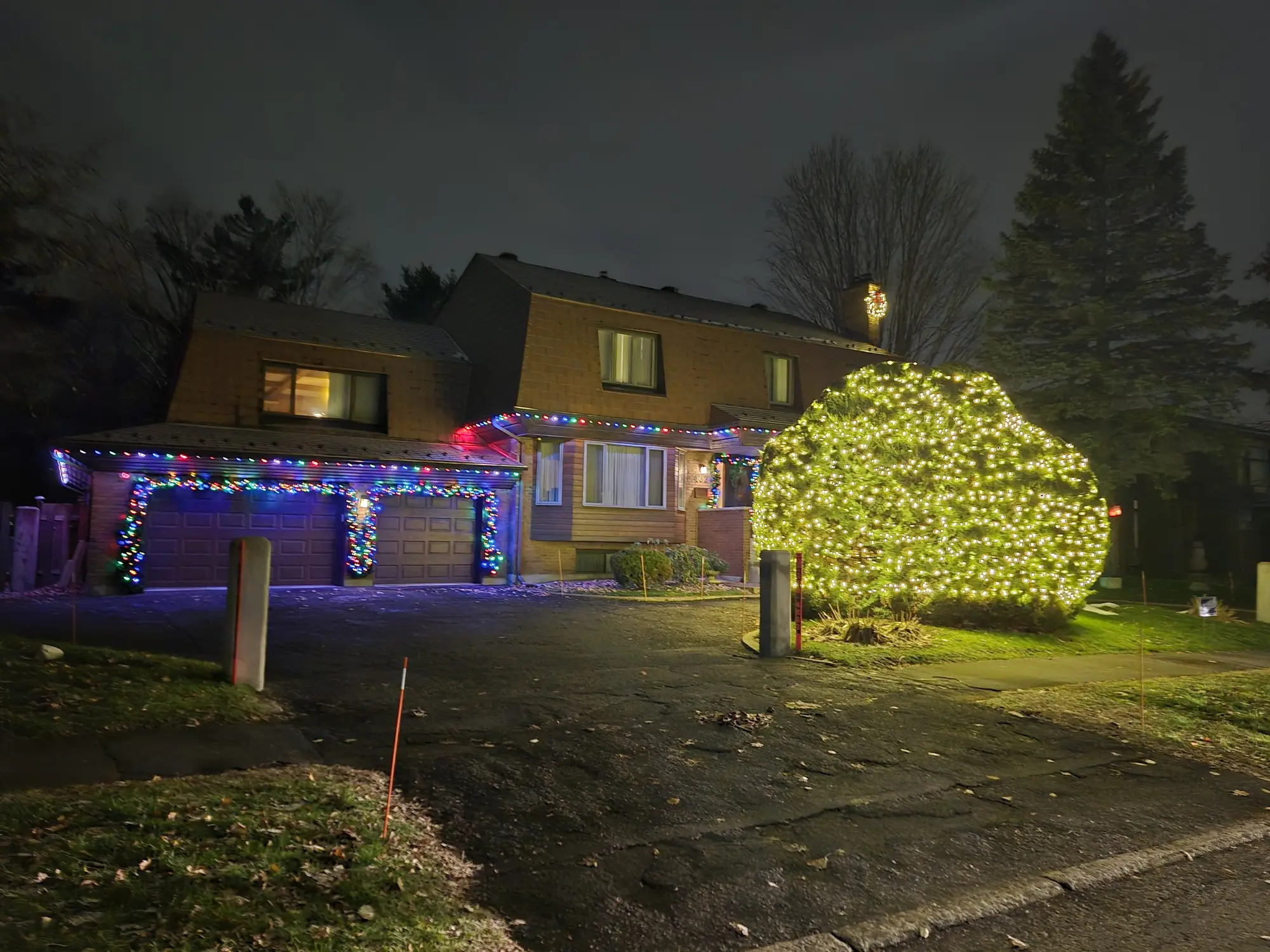 Professional outdoor Christmas tree lighting installation in Ottawa.